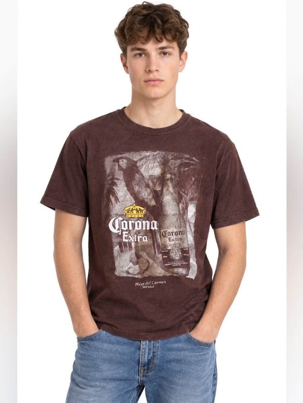 Brown Vintage Graphic Tee for Men
